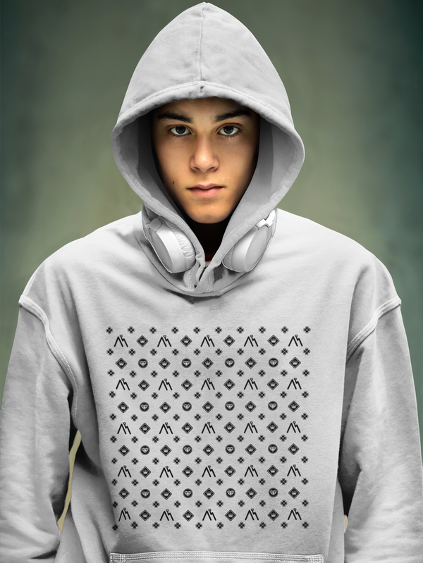 Hoodie with Repeated Pattern Motif